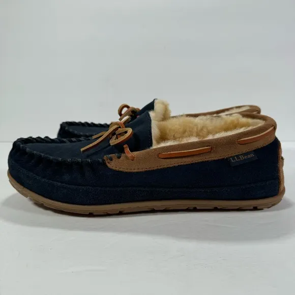 L.L. Bean Wicked Good Moccasin Slippers Navy Blue Men’s Size 8