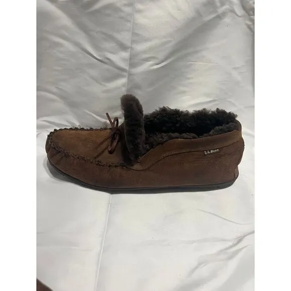 L.L. Bean Wicked Good Shearling Moccasin Slippers,‎ Size 13 Medium