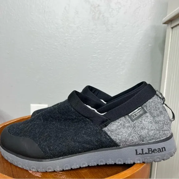 LL Bean Ultralight Primaloft Outdoor Slippers Mens Size 12 Black Wool Insulated