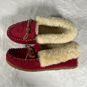 L.L.Bean Wicked Good Moccasins Red Indoor Outdoor Slippers Slip On Shoes 9