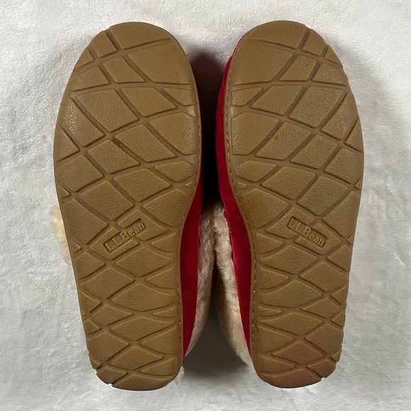 L.L.Bean Wicked Good Moccasins Red Indoor Outdoor Slippers Slip On Shoes 9