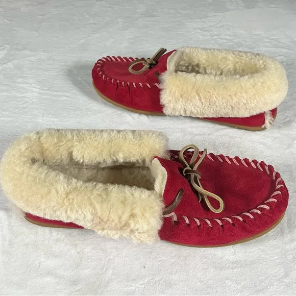 L.L.Bean Wicked Good Moccasins Red Indoor Outdoor Slippers Slip On Shoes 9