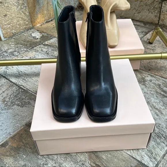 Loeffler Randall Blakely Square Toe Mid Heel Boots