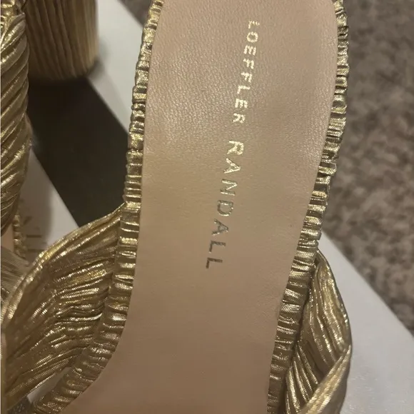 Loeffler Randall Gold Mules with Pleated Bow
