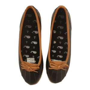 London Fog Collection Women's Black/Tan Webster Waterproof Duck Shoes Size 8