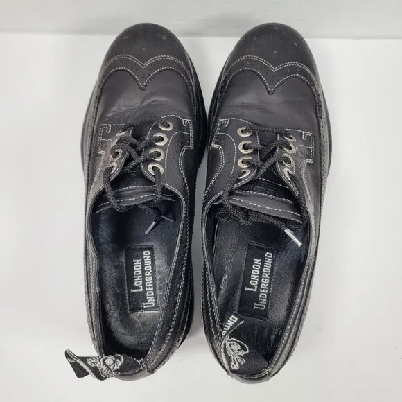 London Underground Brogue Men's Black Lace Up Shoes US Size 13M