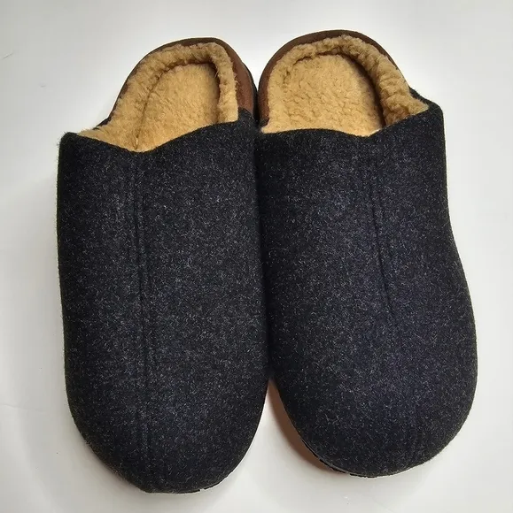 LongBay Mens Memory Foam Slippers Indoor Outdoor Black Size 12