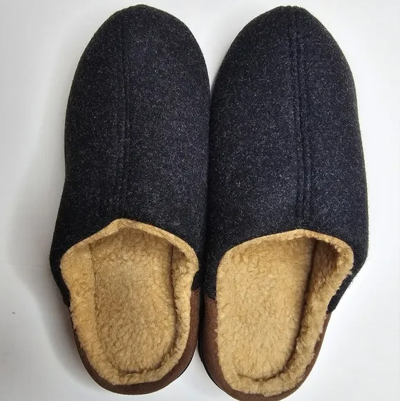 LongBay Mens Memory Foam Slippers Indoor Outdoor Black Size 12