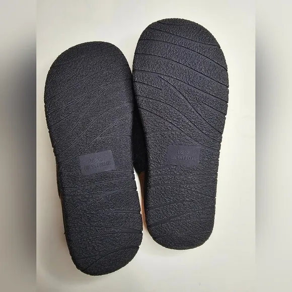 LongBay Mens Memory Foam Slippers Indoor Outdoor Black Size 12