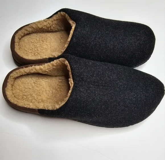 LongBay Mens Memory Foam Slippers Indoor Outdoor Black Size 12