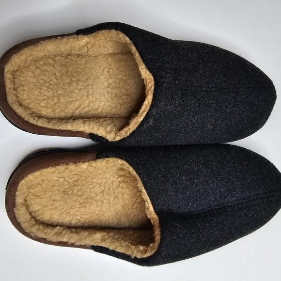LongBay Mens Memory Foam Slippers Indoor Outdoor Black Size 12