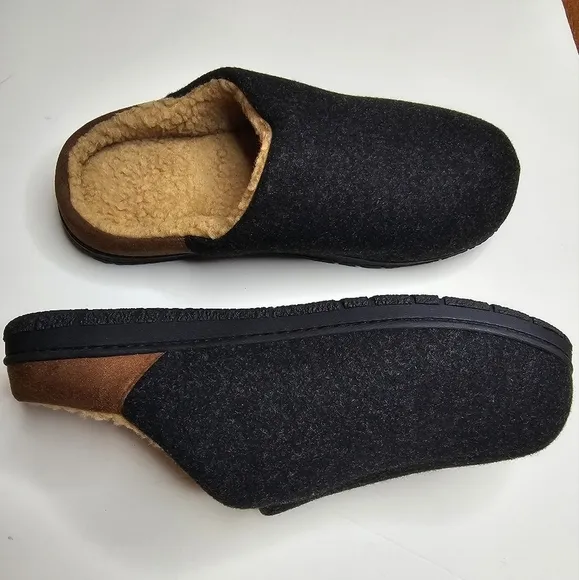 LongBay Mens Memory Foam Slippers Indoor Outdoor Black Size 12