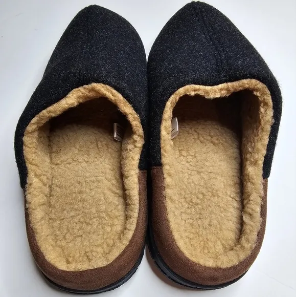 LongBay Mens Memory Foam Slippers Indoor Outdoor Black Size 12