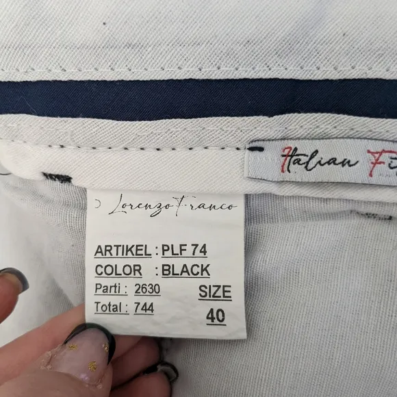 Lorenzo Franco Slim Fit Pants Italian Fit PFL74‎ Black Size 40