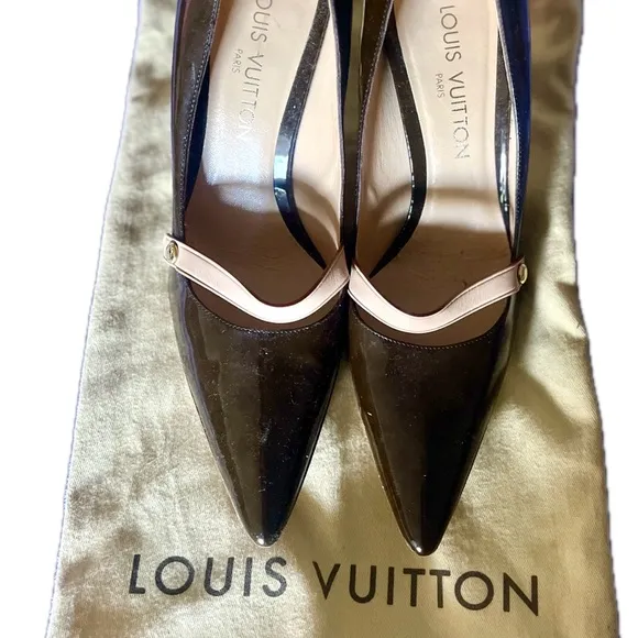 Louis Vuitton patent leather Brown and Tan pointed Women's Shoes 8.5