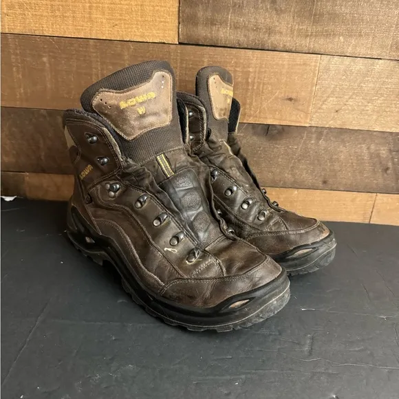Lowa Renegade GTX Mid‎ Hiking Boots Men's Size 12 Brown Black Waterproof Comfort