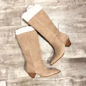Lucky Brand Fukko Mid Calf Leather Suede Boots 8