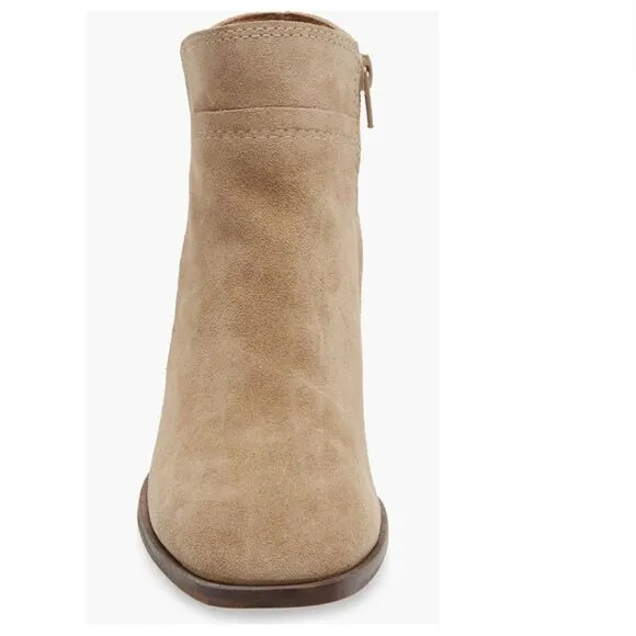 Lucky Brand Lilka Suede Bootie, Block Heel Size 7, Dune Light Brown, NWT