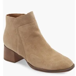 Lucky Brand Lilka Suede Bootie, Block Heel Size 7, Dune Light Brown, NWT