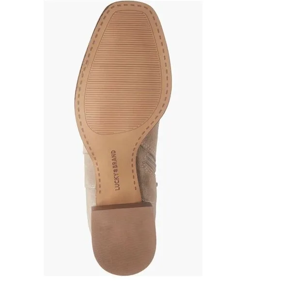 Lucky Brand Lilka Suede Bootie, Block Heel Size 7, Dune Light Brown, NWT