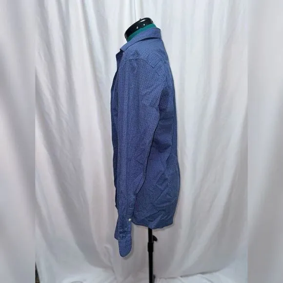 Lufian Elegant Blue Slim Fit Button Front Shirt | Sz L