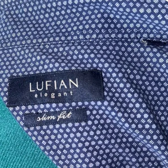 Lufian Elegant Blue Slim Fit Button Front Shirt | Sz L