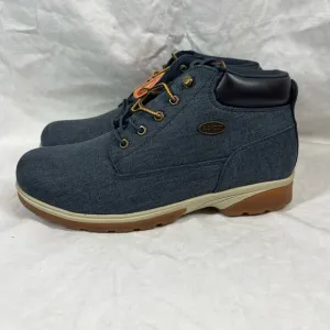 Lugz Memory Foam Drifter Zeo Mid Denim Blue Canvas Lace Up Ankle Boots NWT