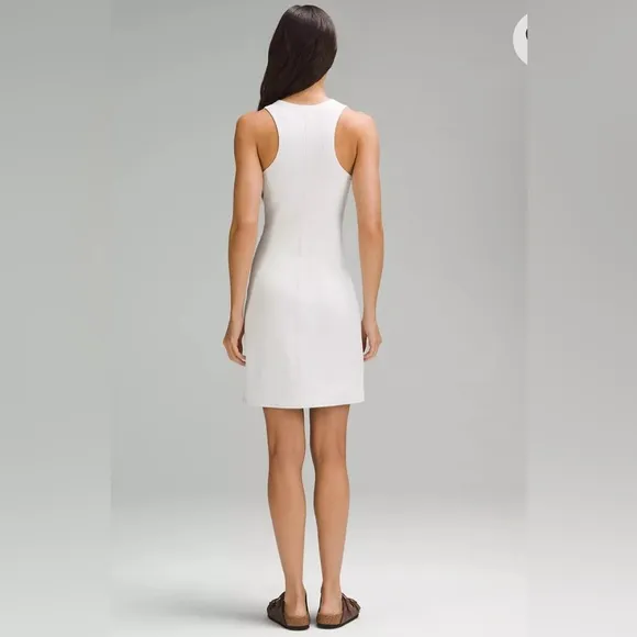 Lululemon $138 Ribbed Softstreme Slim-Fit Tank Dress BONE