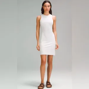 Lululemon $138 Ribbed Softstreme Slim-Fit Tank Dress BONE