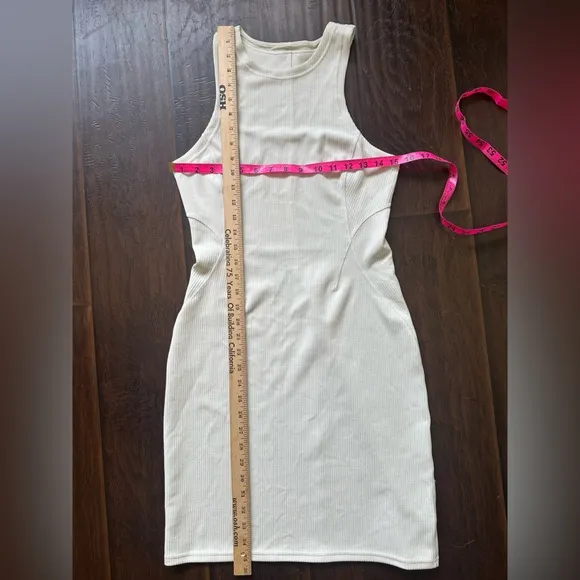 Lululemon $138 Ribbed Softstreme Slim-Fit Tank Dress BONE