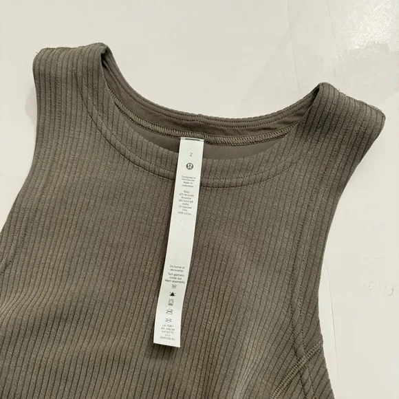 Lululemon Ribbed Softstreme Slim Fit Tank Dress - Nomad, Size 2