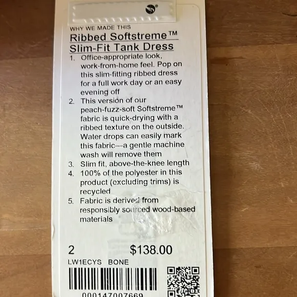 lululemon Ribbed Softstreme Slim-Fit Tank Dress