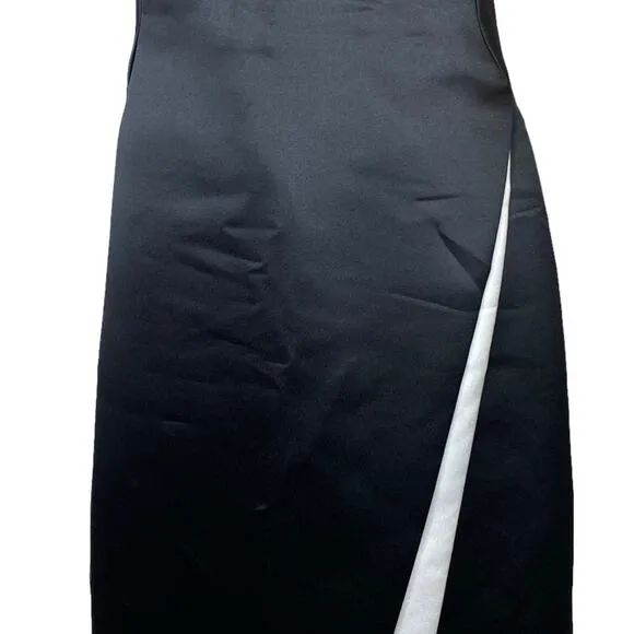 Luxe by Sheila Yen Satin Dress Black A-Line Vintage, size 4