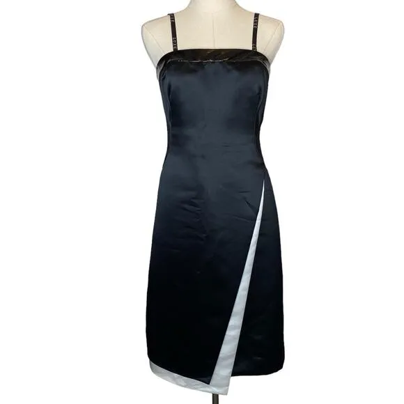 Luxe by Sheila Yen Satin Dress Black A-Line Vintage, size 4