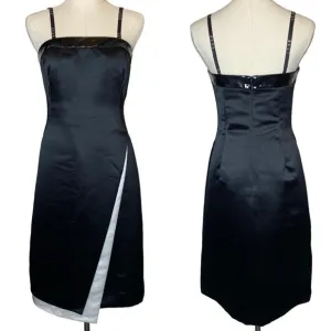 Luxe by Sheila Yen Satin Dress Black A-Line Vintage, size 4
