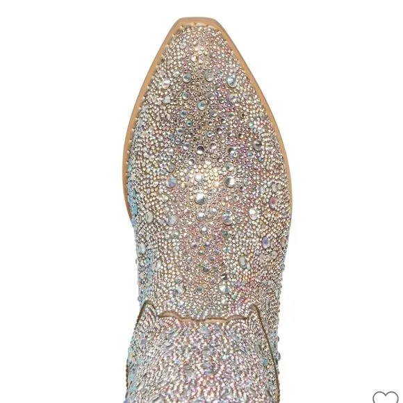 Madden Girl Redford-R Pull-On Mid Shaft Rhinestone Western Boot- Blush/Multi