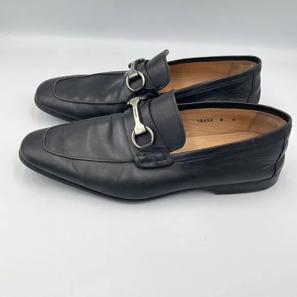 Magnanni Rafa II SIZE 8 Mens Horsebit Calfskin Leather Loafer Dress Shoes Black