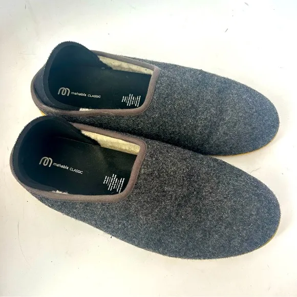 MAHABIS Classic Men's Gray Wool Felt Slip-On Shoes Slippers Size 45 us 11