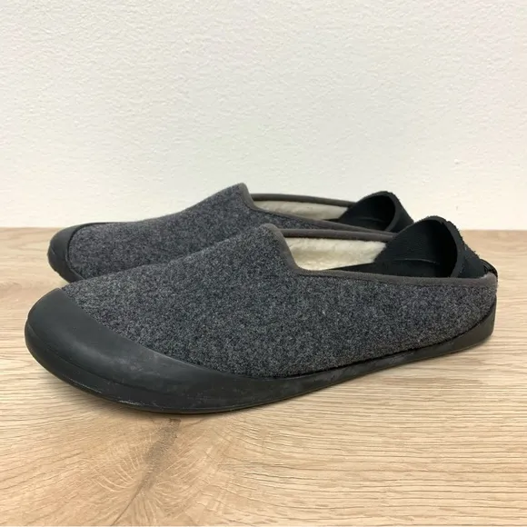 Mahabis Classic Wool Slippers Size 41 Womens 10/Mens 8 Grey Black Indoor/Outdoor