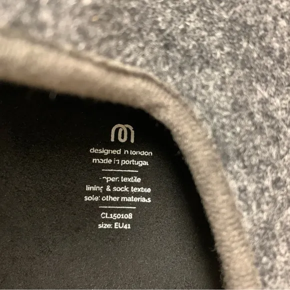 Mahabis Classic Wool Slippers Size 41 Womens 10/Mens 8 Grey Black Indoor/Outdoor