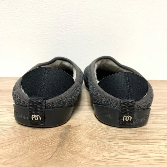 Mahabis Classic Wool Slippers Size 41 Womens 10/Mens 8 Grey Black Indoor/Outdoor