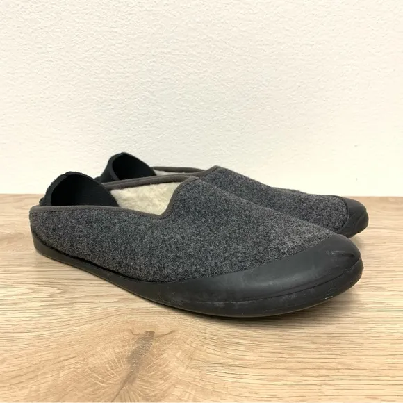 Mahabis Classic Wool Slippers Size 41 Womens 10/Mens 8 Grey Black Indoor/Outdoor