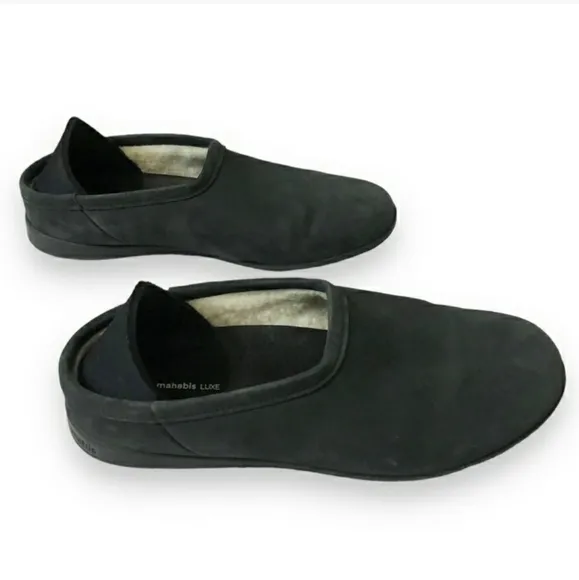 MAHABIS LUXE Black Nubuck Slippers EUC!