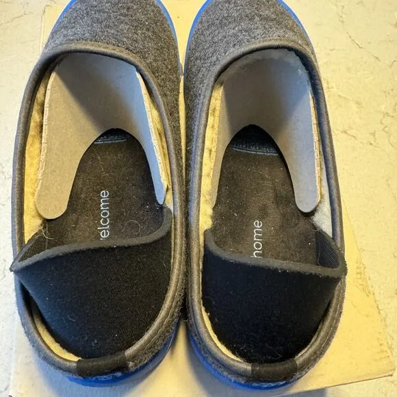 Mahabis Men's Sz 42 US 8.5  Women's 10.5 Curve Mule Wool Foam Slippers Gray Blue