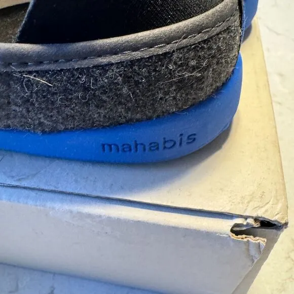 Mahabis Men's Sz 42 US 8.5  Women's 10.5 Curve Mule Wool Foam Slippers Gray Blue