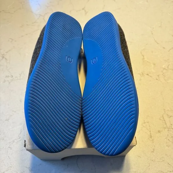 Mahabis Men's Sz 42 US 8.5  Women's 10.5 Curve Mule Wool Foam Slippers Gray Blue