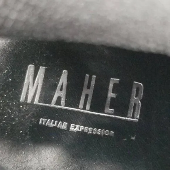 Maher Italian Expression Women's Suede Patent leather Riding Boots Black Size 39