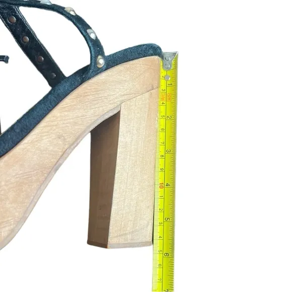 Maje Platform Block Heels - Black Suede &amp; Wood, Chunky Heel