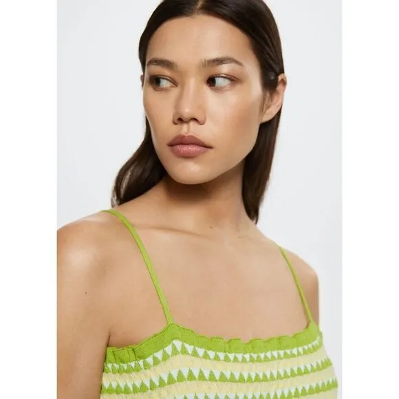 MANGO Summer Dress 'Coyote' in Mottled Green, MEDIUM (6)