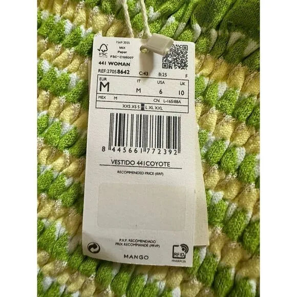 MANGO Summer Dress 'Coyote' in Mottled Green, MEDIUM (6)